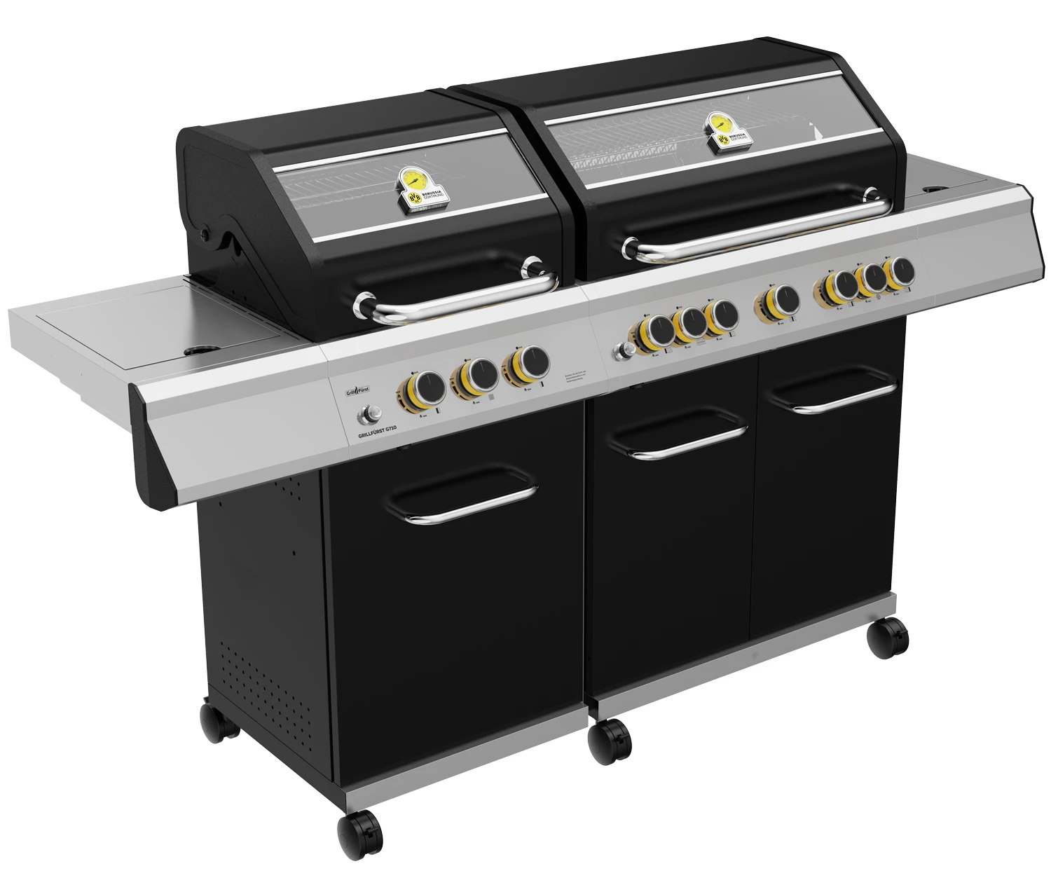 Grillfürst G750G Borussia Dortmund Edition 7-Brenner Doppelkammer - Gasgrill Mit Hochtemperaturbrenner, Seitenkocher, Heckbrenner Und Gusseisen Roste – Bild 2