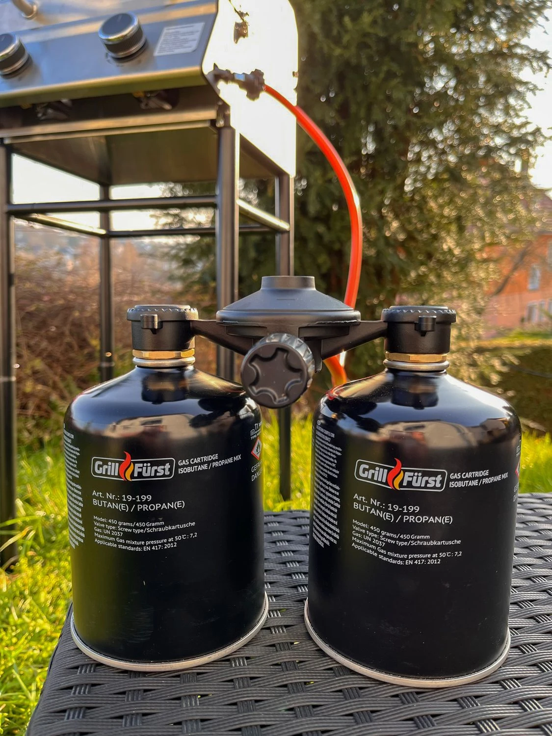 Grillfürst Kombi Kartuschen-Druckregler 50 Mbar - Für Den Anschluss Von 2 Gaskartuschen – Bild 4