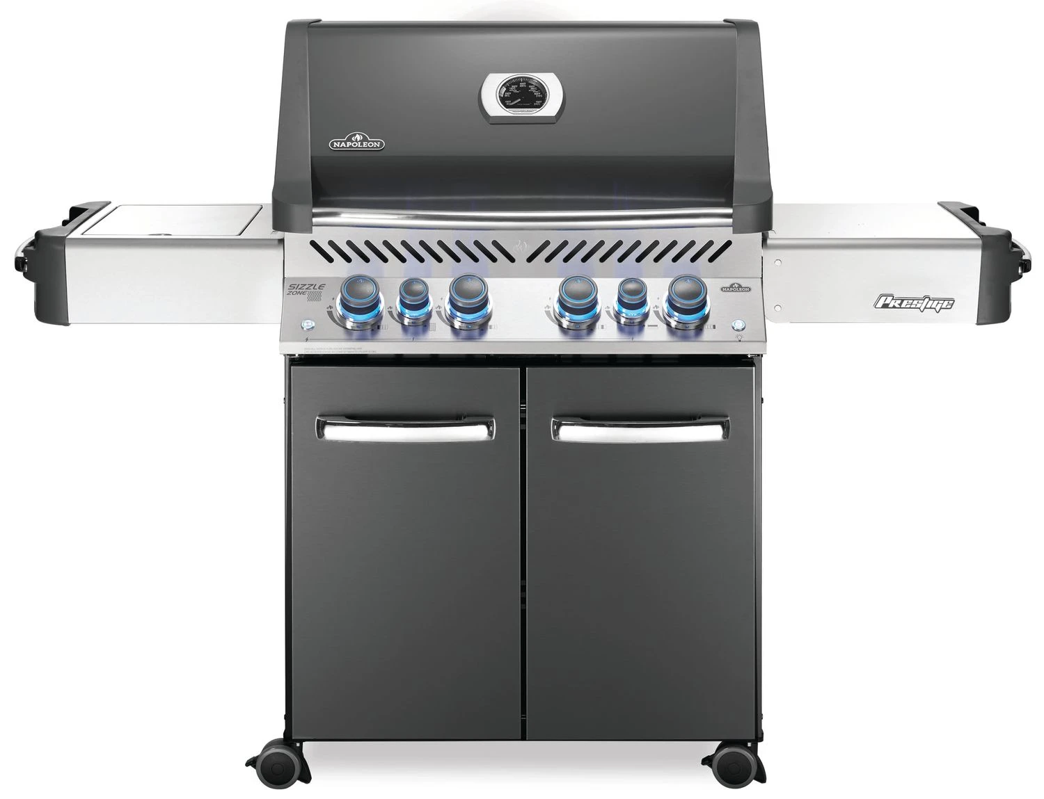 Napoleon Prestige 500 Gasgrill, Charcoal Grau - Mit Safety Glow - X-DEAL Inkl. Grillthermometer, Schneidebrett Und Windschild Für SIZZLE ZONE