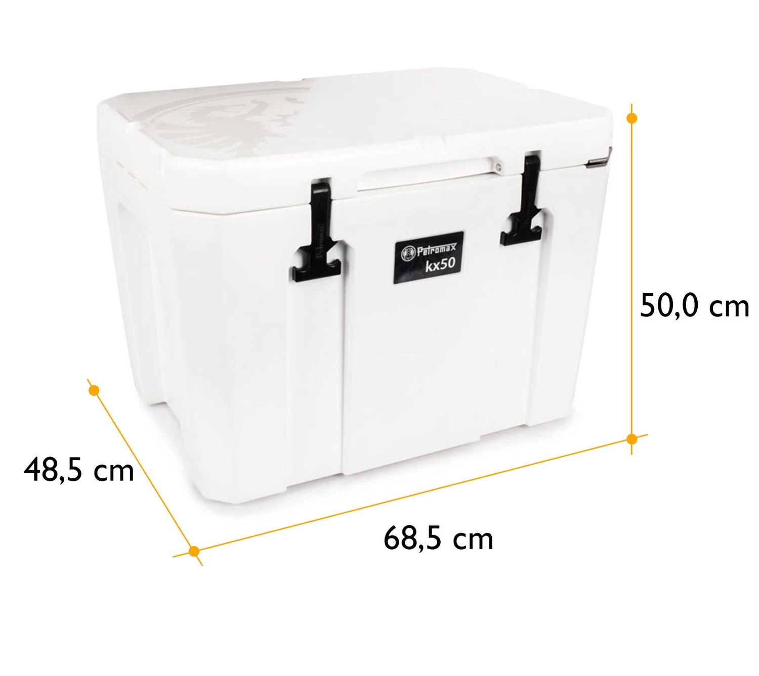Petromax Kühlbox 50 Liter Alpenweiß - Inkl. Sitzkissen, Haft-Unterlage Und Einsatzkorb